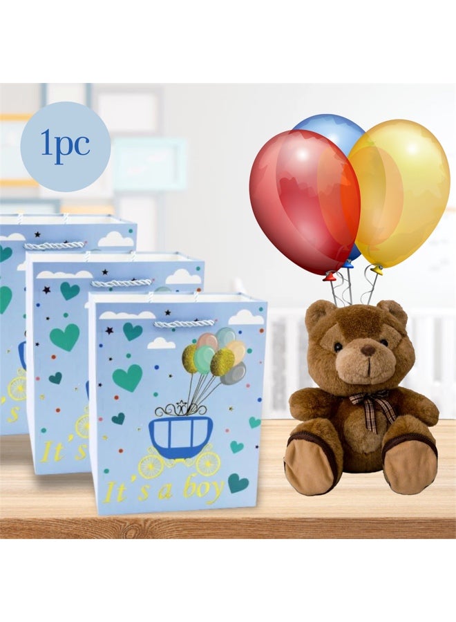 حقيبة هدايا ترحيبية بالمولود الجديد، إنه ولد، تغليف هدايا أزرق لحفلة الكشف عن جنس المولود، حجم كبير للأمير، للوالدين المنتظرين - Image 3